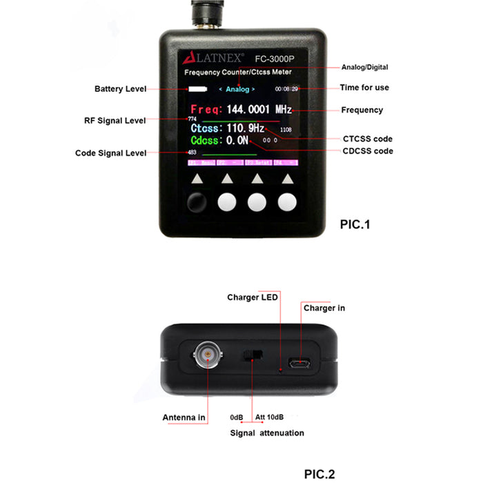 FC-3000P Portable Frequency Counter/ Ctcss Meter Frequency Counters - LATNEX